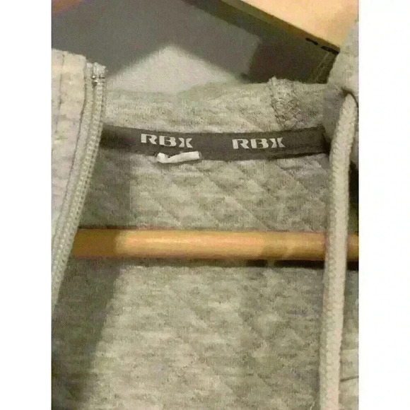 RBX Womens Gray Hoodie Full Zip Sweatshirt Quilted Jacket  Sz XS Reebok - Picture 4 of 4